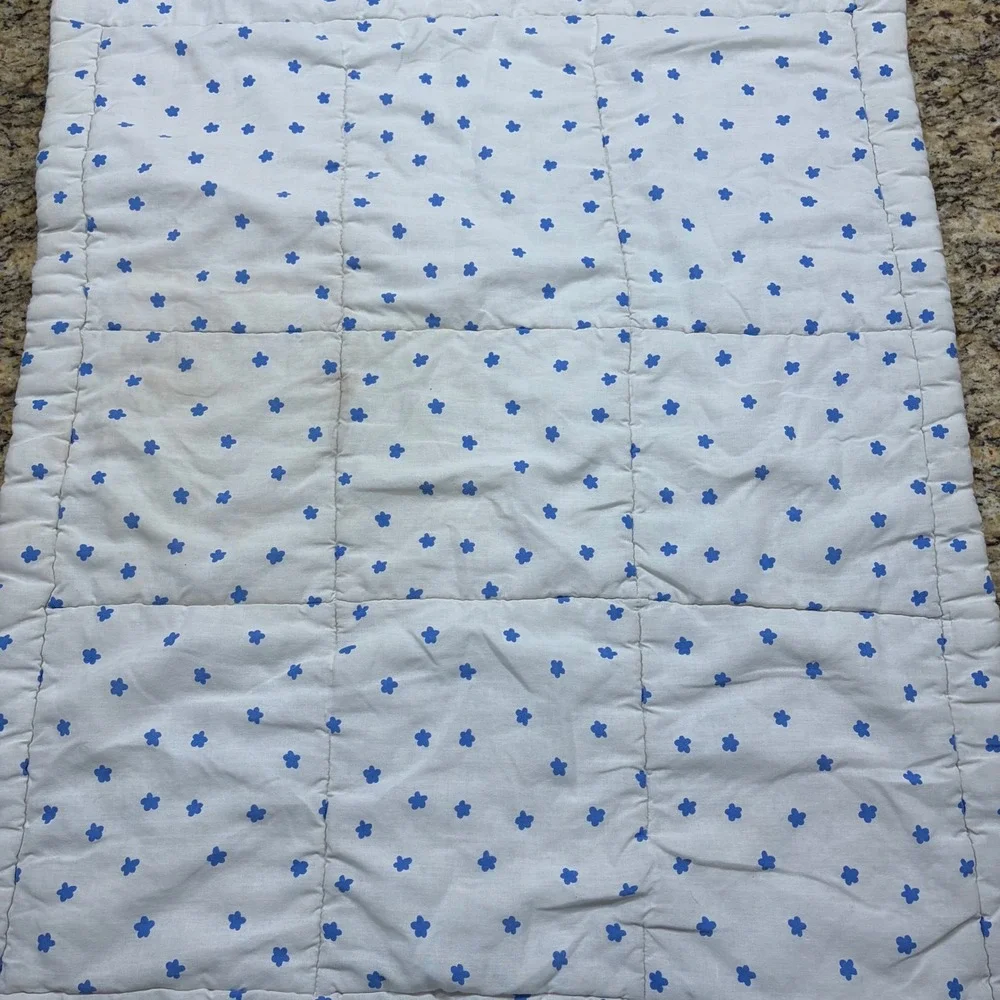 Vintage Paddington Bear Quilted Baby Blanket Nursery Wall Hanging Blue White v